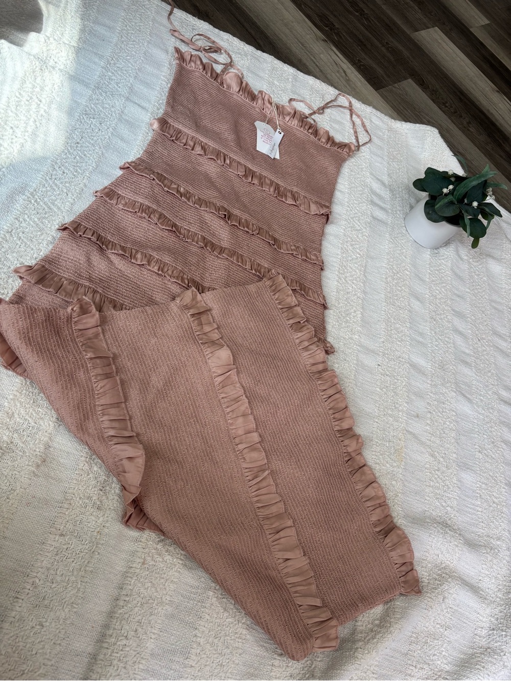 V. Chapman Ruffle Trim Knit Pajama Set - Dusty Rose